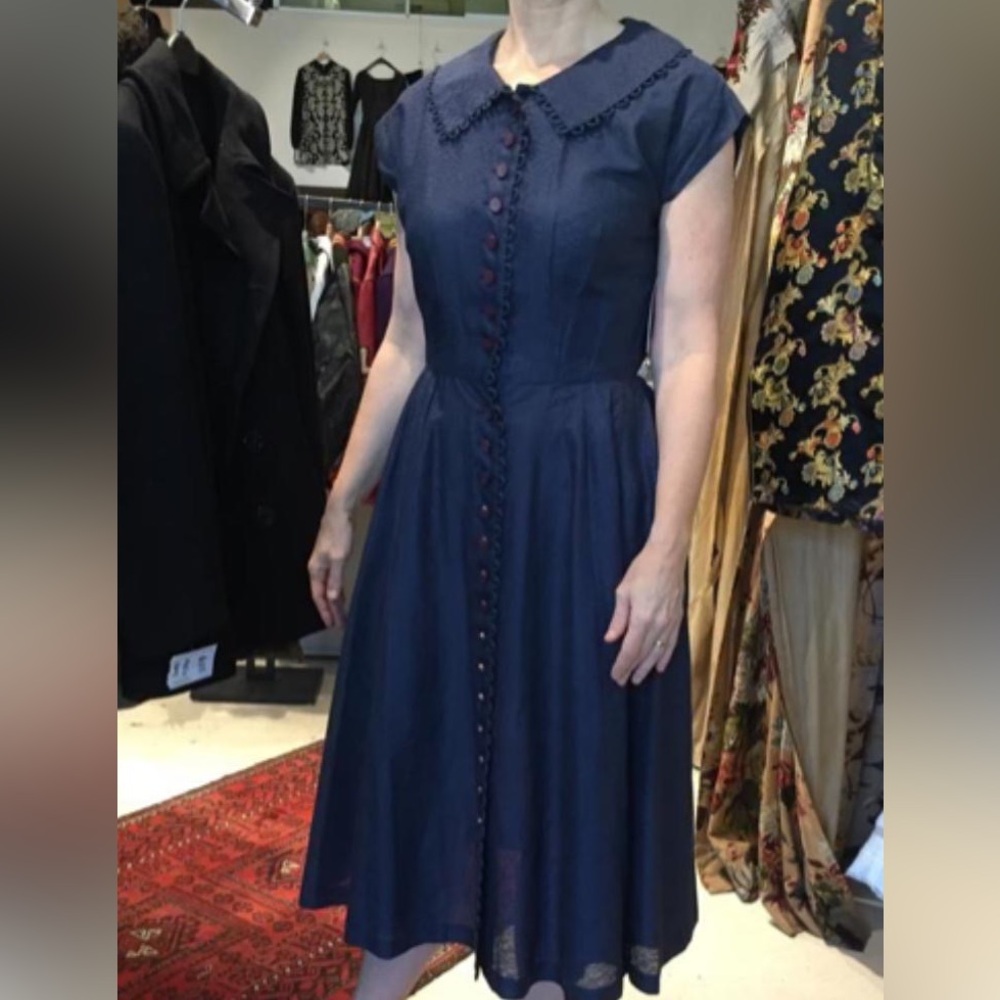 Vintage 1940/1950 navy blue dress